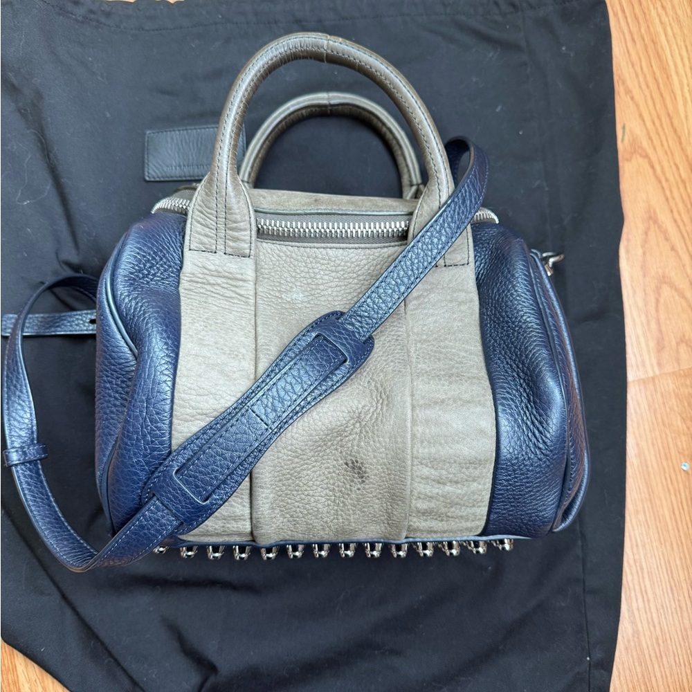 Alexander Wang Black Rockie Satchel 2 toned and Olive Leather Bag